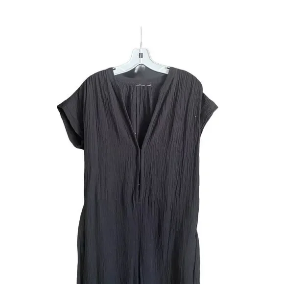 Black Cotton Wide Leg Jumper Jumpsuit Size Medium - Picture 4 of 9